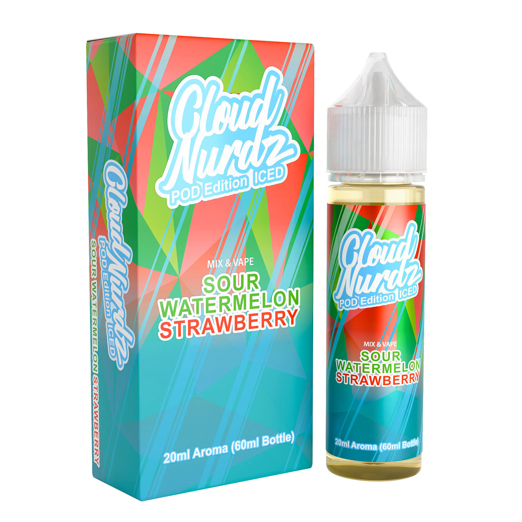 Cloud Nurdz Sour Watermelon Strawberry Pod Edition Iced 20ml/60ml