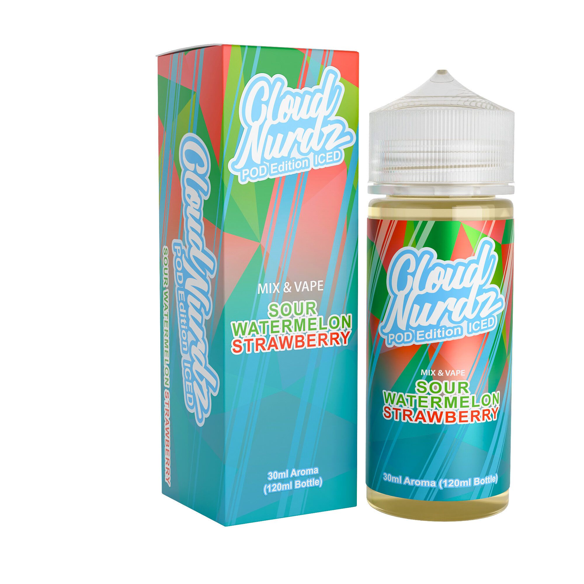 Cloud Nurdz Sour Watermelon Strawberry Pod Edition Iced 30ml/120ml