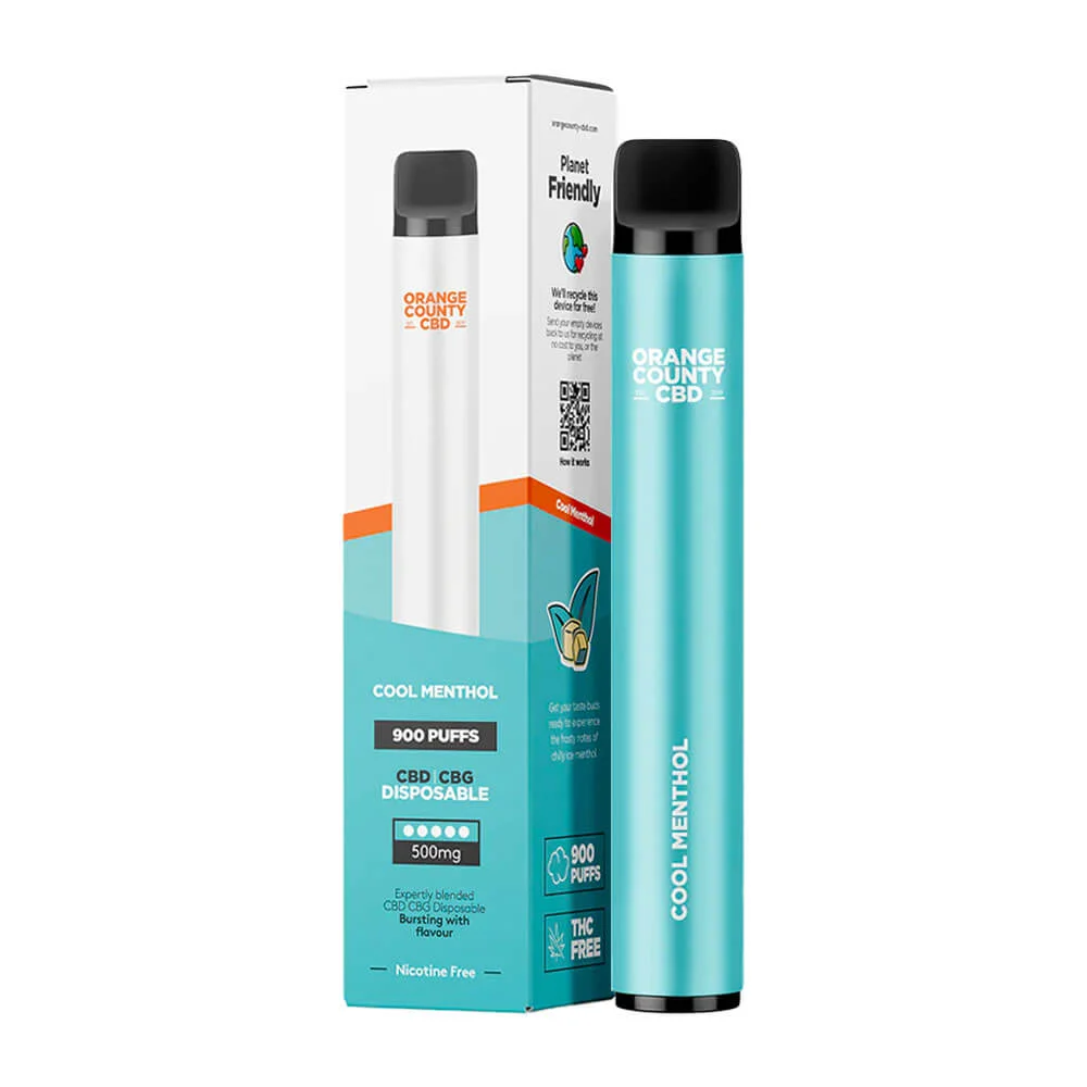 Orange County Disposable Vape 250mg CBD + 250mg CBG Cool Menthol 3ml