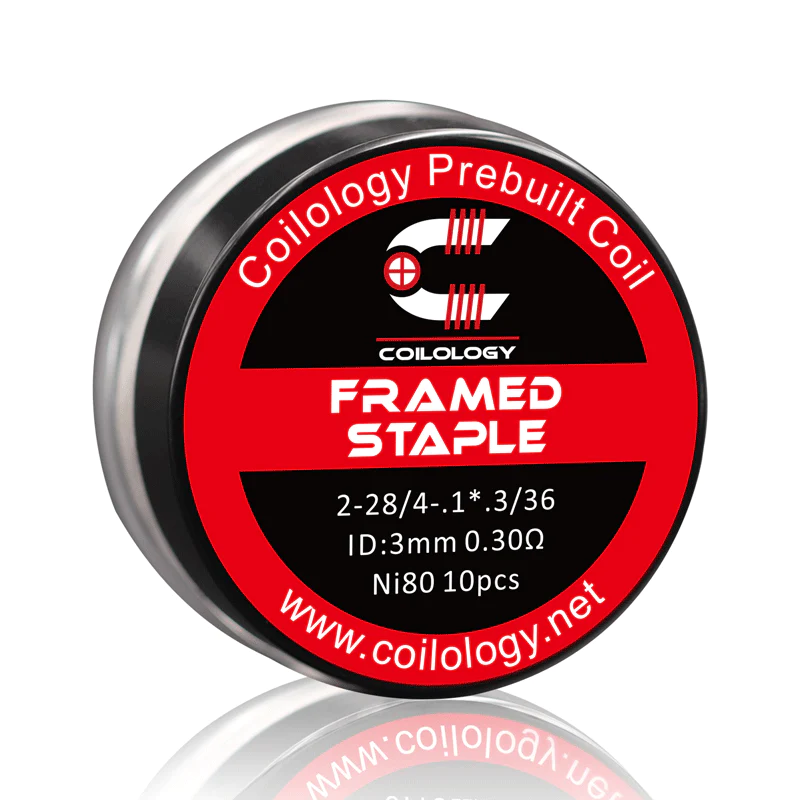 Coilology Framed Staple Prebuilt Coil - Ni80 - 0.30ohm - 3mm Core - 2*28 + 4*.1.3 + 36 GA - 10pcs