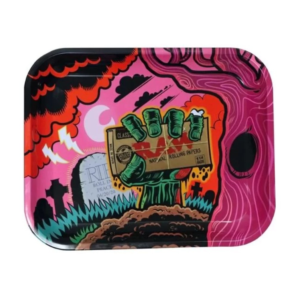 Raw Metal Rolling Tray Δίσκος “Zombie” Large (27x33cm)