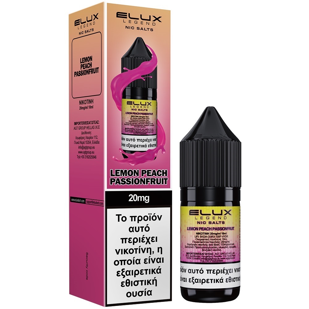 Elux Lemon Peach Passion Fruit Salt 20mg 10ml